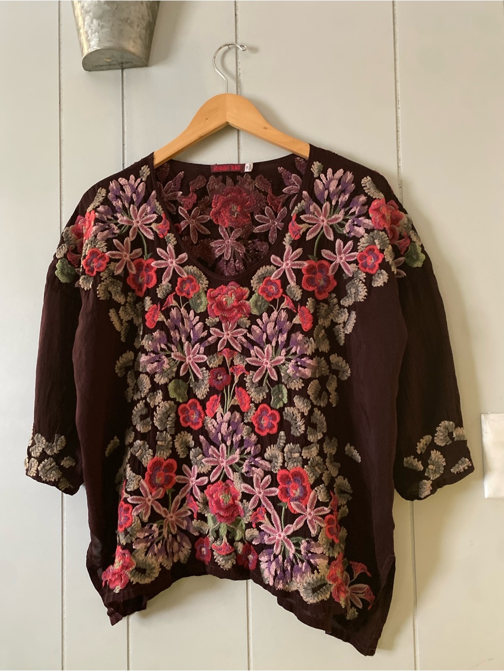 Johnny Was Embroidered Floral Top